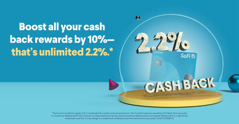 SoFi Credit Card: 2.2% Unlimited Cash Back