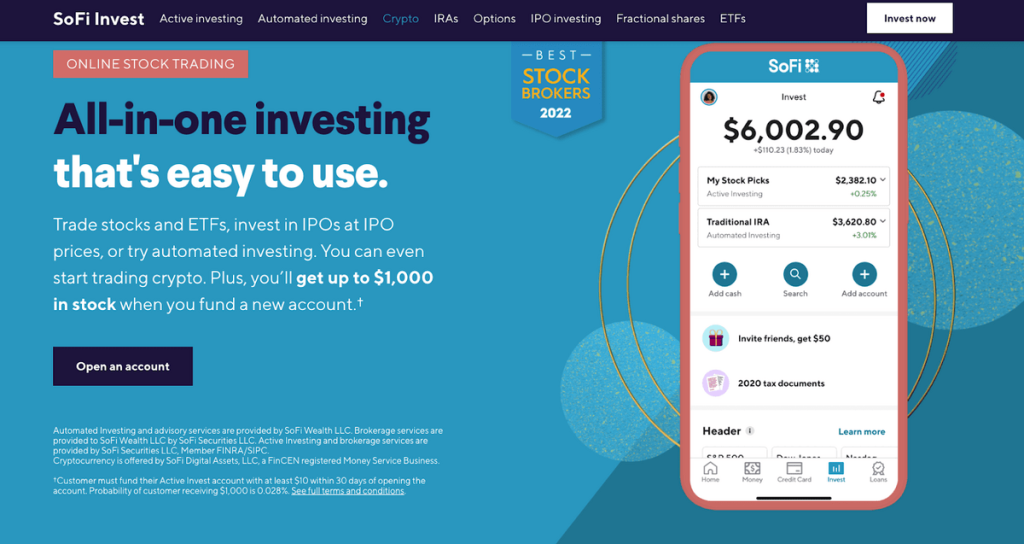 SoFi Invest: Up to $1,000 Stock Bonus