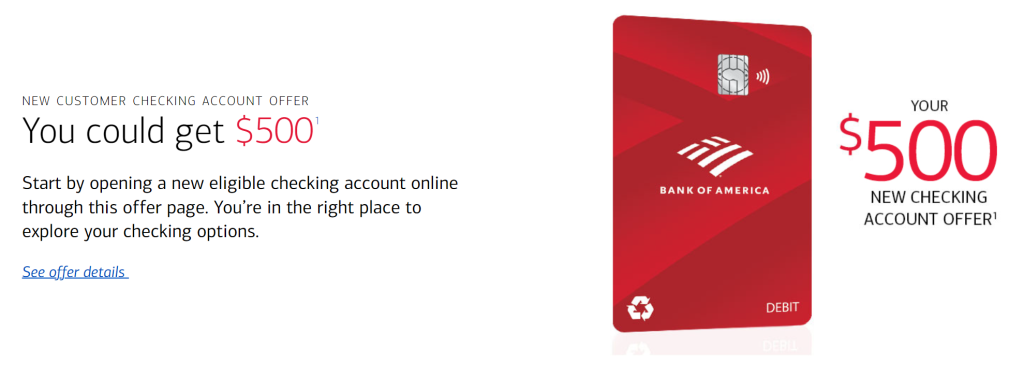 $500 Bank of America Business Checking Account Bonus